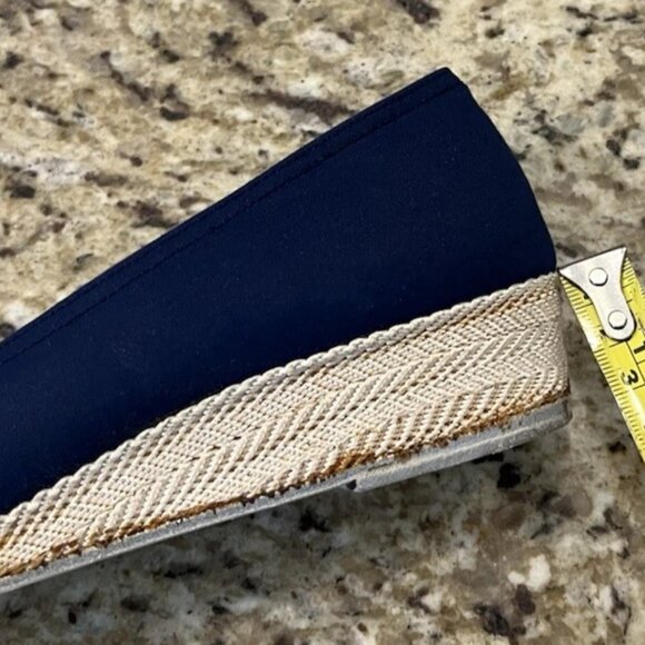 Vintage Evan Picone Women’s Espadrilles 6.5M Navy Canvas Flats Peep Toe Spain - Picture 9 of 10